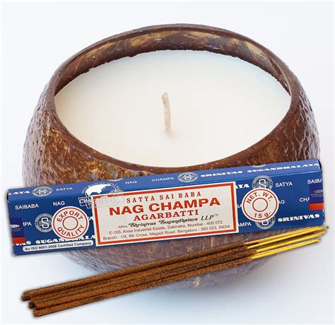 Nag Champa in Real Coconut Shell candle for Meditating | Etsy | Coconut ...