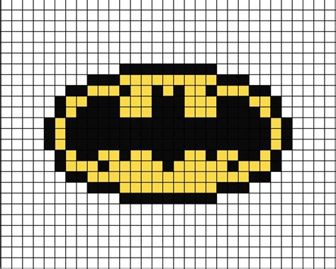 A pixel art template of the yellow and black Batman logo. Easy Pixel ...