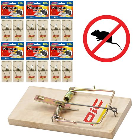 24 Mouse Traps Snap Spring Wooden Rodent Control Rat Mice Bait Trap ...