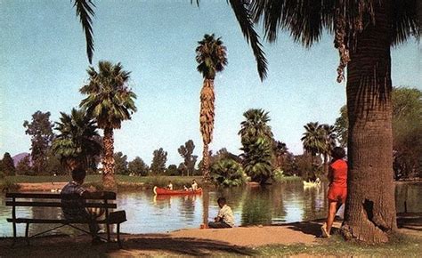 At the Encanto Park Lagoon in the 1950s, 15th Avenue south of Thomas ...