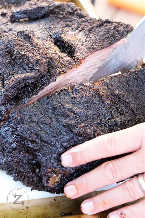 Smoked Beef Brisket Recipe [EASY with 3 ingredients!] - Our Zesty Life