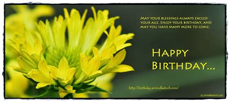 Happy Birthday Card with Yellow flowers (May your blessings always ...