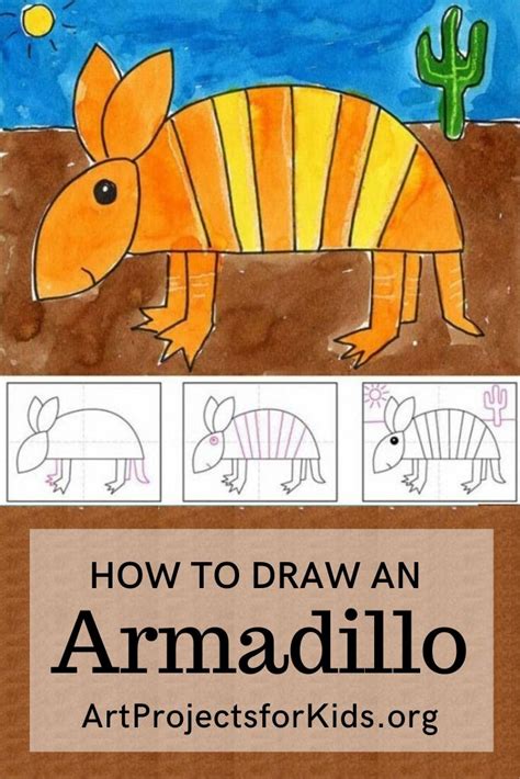 Easy How to Draw an Armadillo Tutorial and Armadillo Coloring Page