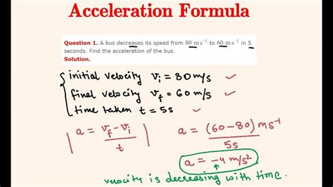 Velocity Acceleration Formula