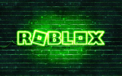 Download wallpapers Roblox green logo, 4k, green brickwall, Roblox logo ...