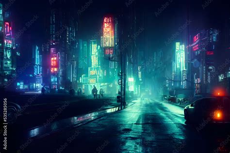 Cyberpunk neon city night. Futuristic city scene. 80's wallpaper. Retro ...