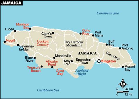 Regions Map of Jamaica