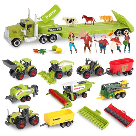 Buy Oriate Kid's Farm Toys Realistic Tractor Vehicle Playset, ABS ...