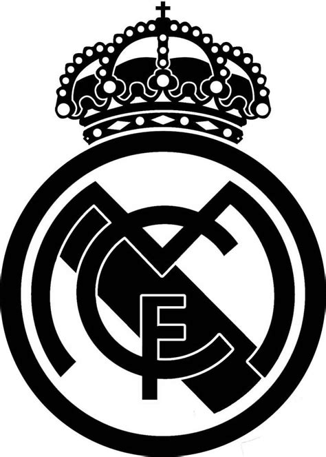 Real Madrid Logo in Black and White with Crown