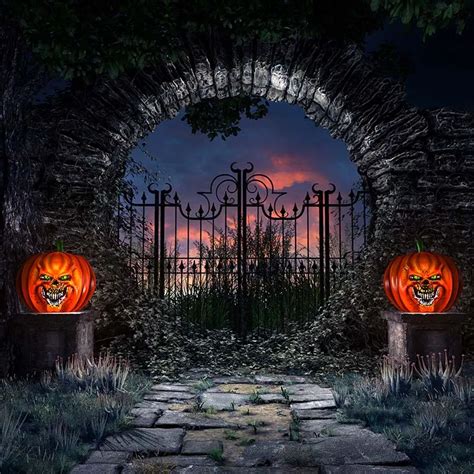 New 5x7ft Thin Vinyl Photo Background For Halloween iron gate Digital ...