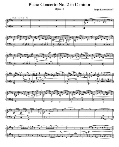 Piano Concerto 2 by Rachmaninoff - Easy Sheet Music in PDF - La Touche ...