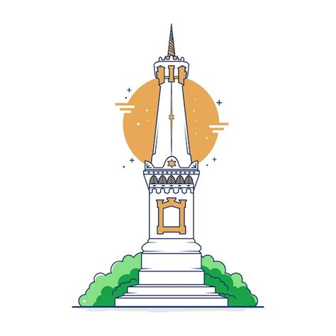 Premium Vector | Tugu jogja vector icon illustration