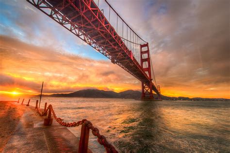 Download Bridge Sunset Man Made Golden Gate Wallpaper