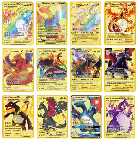 Buy 12 Pokemon Cards Vmax Charizard Cards - Rare Pokemon Cards -Gold ...