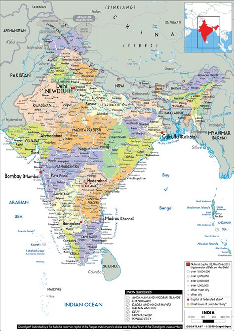 India Political Map For Printing