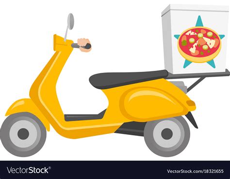 Pizza delivery scooter cartoon Royalty Free Vector Image