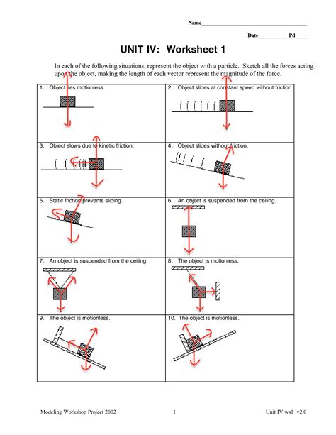 Worksheet 2 Drawing Force Diagrams Answer Key