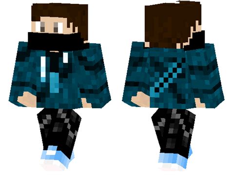 Blue And Black Boy Skin With Mask And Jacket | Minecraft PE Skins