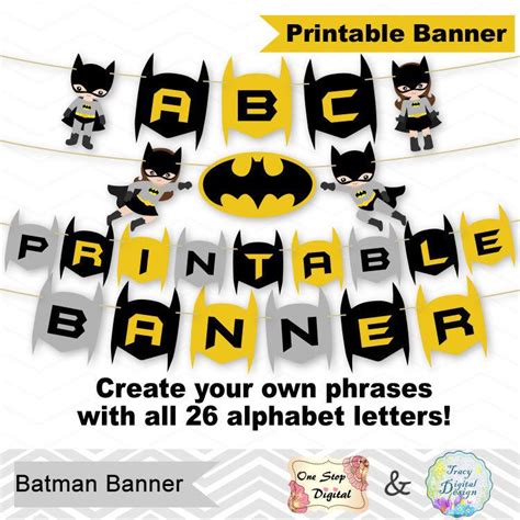 Printable Batman Banner Digital Superhero Banner Printable | Etsy ...