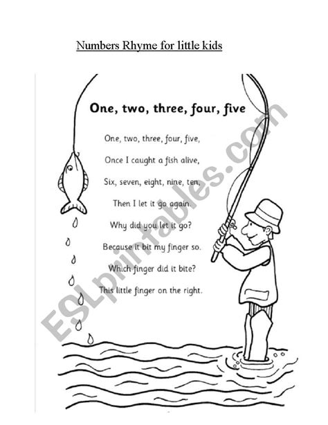 Numbers rhyme for little kids - ESL worksheet by val02