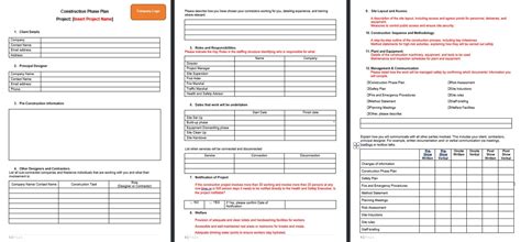 Construction Phase Plan Digital Template Editable Word Document Health ...