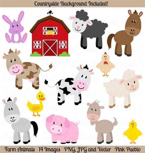 Buy Farm Animals Clipart Farm Animals Clip Art Barnyard Clipart Online ...