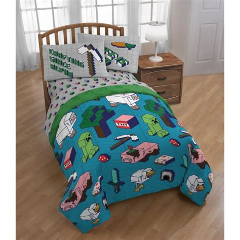 Minecraft Animals Boys Twin Comforter & Sheet Set (4 Piece Bed Set ...