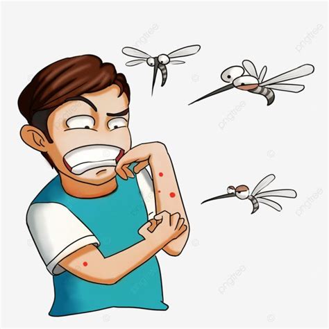 Mosquito Bite Character Cartoon Hand Drawn, Hand Clipart, Cartoon ...