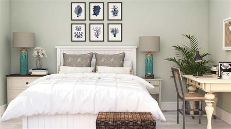 Coastal Farmhouse Guest Bedroom | Spacejoy