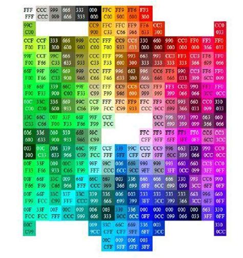 Printable Color Chart with Hex Values | Web colors, Css colours, Web design