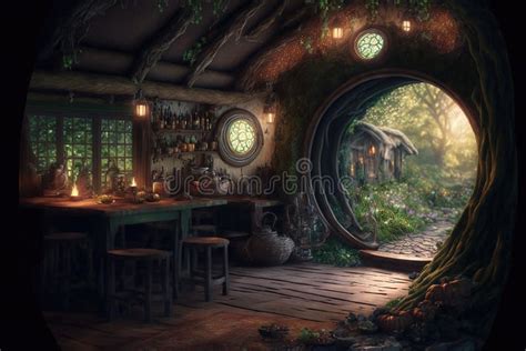 House of the Hobbit Hole. Fantasy Village Shire, Houses with Round ...