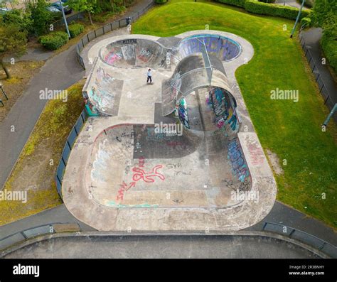 Aerial view of Livingston Skatepark in Livingston, Scotland, UK ...