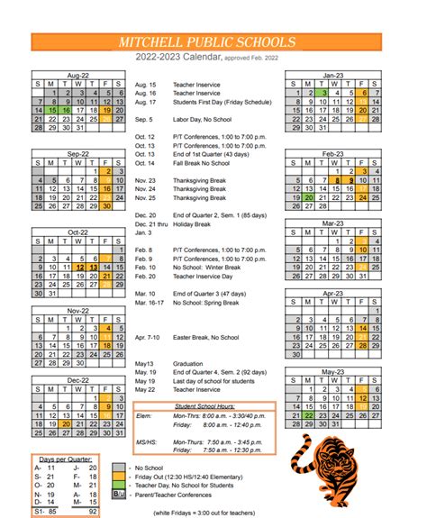 2022-2023 Mitchell School Calendar | Mitchell Public Schools