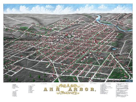 Colorized and Restored Map of Ann Arbor, Michigan from 1880 - KNOWOL