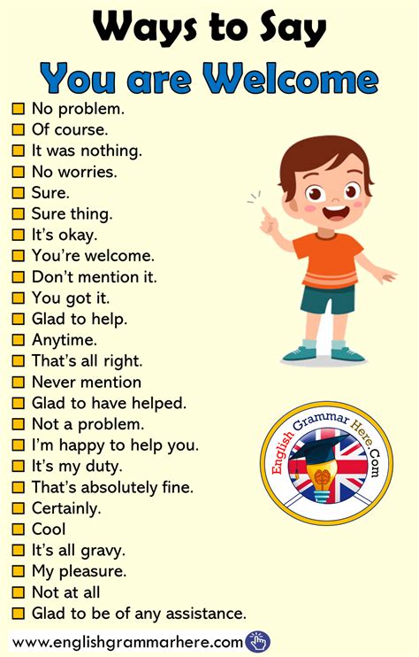 English Ways to Say You are Welcome - English Grammar Here