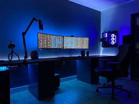 My battle station wall mounted watercooled PC dual 34 ultrawide curved ...