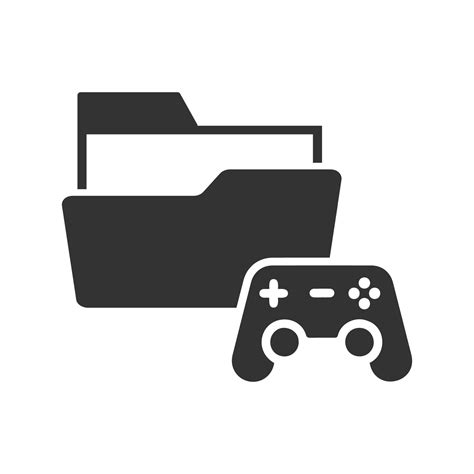 Vector illustration of games folder icon in dark color and white ...