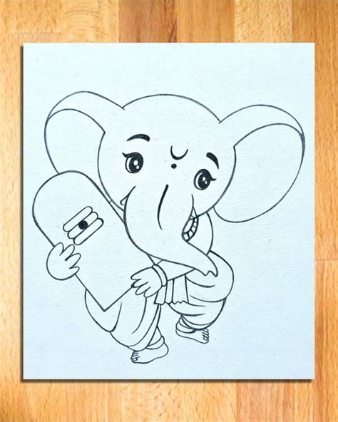 cute Ganpati Bappa easy drawing, step by step draw God Ganpati, easy ...