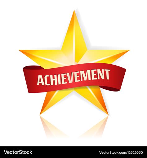 Achievement star with red ribbon yellow Royalty Free Vector