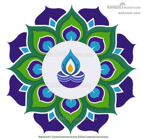 Diya Peacock Rangoli Design For Diwali By Webneel 15