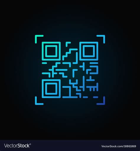 Blue qr code scanning icon or design logo Vector Image