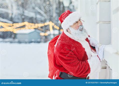 Santa Claus Peeking into Windows Stock Image - Image of humor, surprise ...