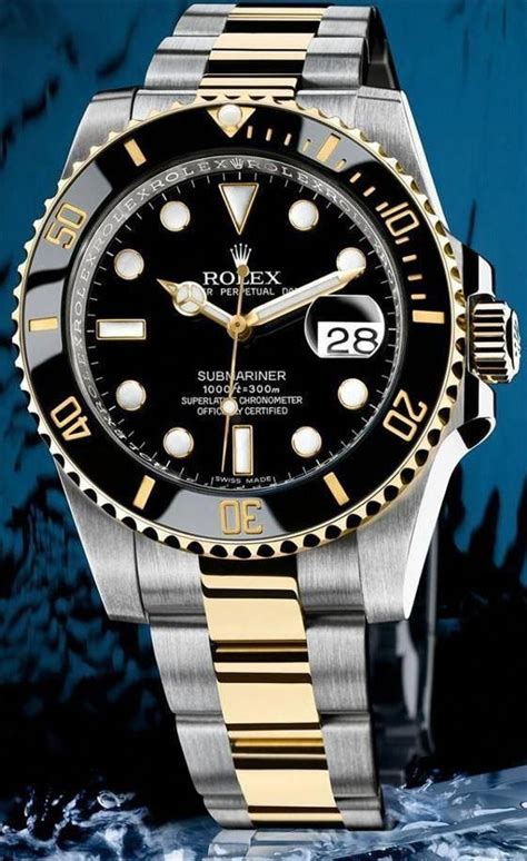 Silver and Gold Rolex Datejust Submariner with Black Dial and oyster ...