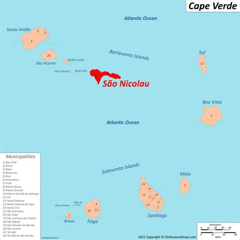 Map of São Nicolau Island | Cape Verde