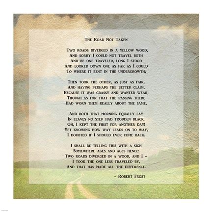 Robert Frost Road Less Traveled Poem Fine Art Print by Unknown at ...