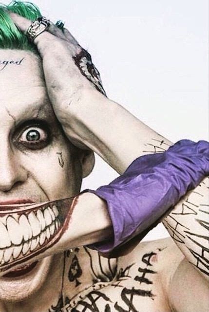 Close up of Jared Leto as the joker and his tattoos - smile | Things to ...