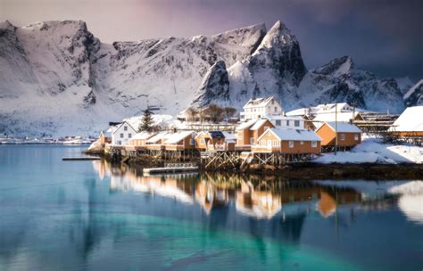 Lofoten, Winter, Norway, Reflection, Snow, Nature, Landscape Wallpapers ...