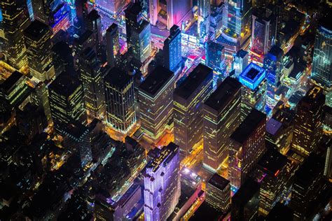 Aerial view photo of city, New York City, Times Square, USA, night HD ...