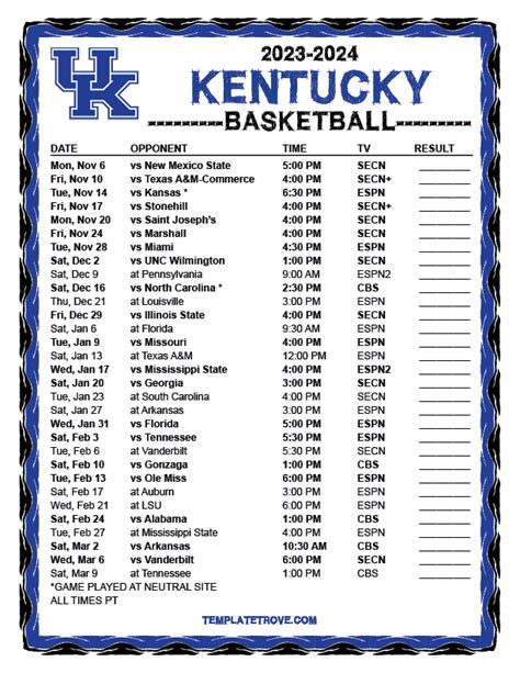 Kentucky 2024 Schedule - Fred Joscelin