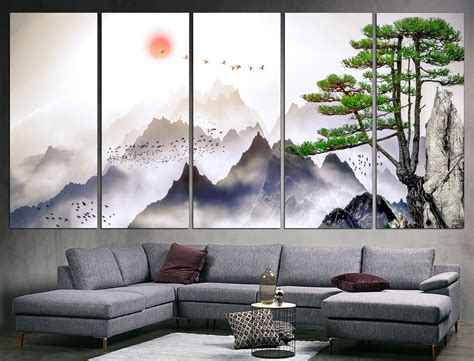 Japanese landscape art Mountain art print Japanese poster Japanese ...